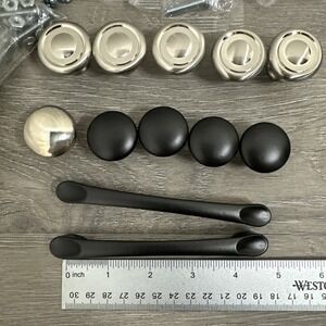 Lot Of 12 Cabinet  Handle Drawer Pulls Satin Nickel Plated Black Metal Cabinet